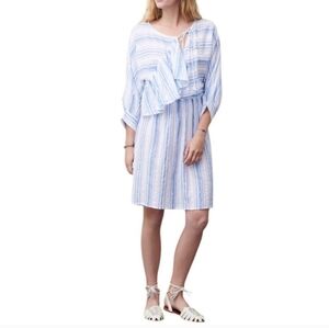 Antik Batik Cotton Mini Blue and White Striped Dress